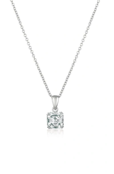 Shop Crislu Asscher Cubic Zirconia Pendant Necklace In Platinum