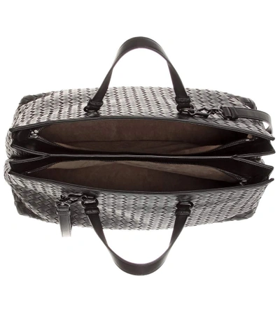Shop Bottega Veneta Intrecciato Leather Handbag In Eero