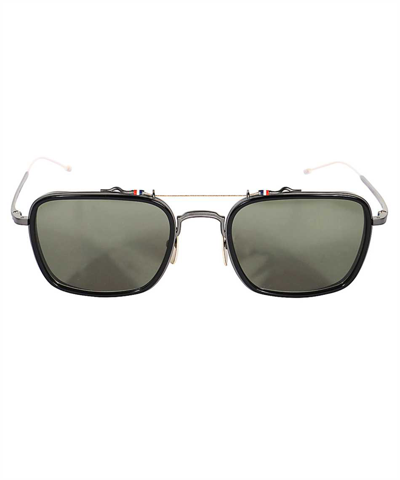 Shop Thom Browne Aviator Sunglasses In Black