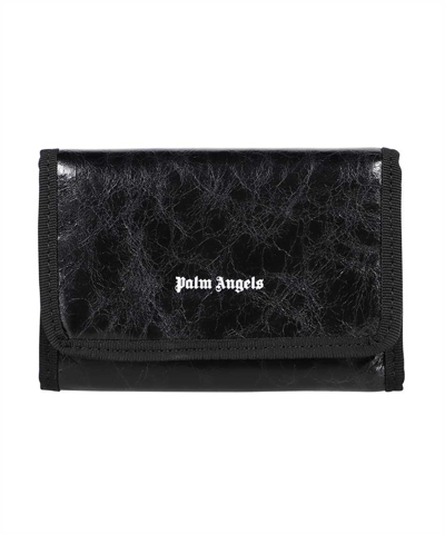 Shop Palm Angels Crinkle Leather Wallet In Black