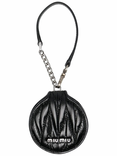 Shop Miu Miu Women's  Black Leather Key Chain