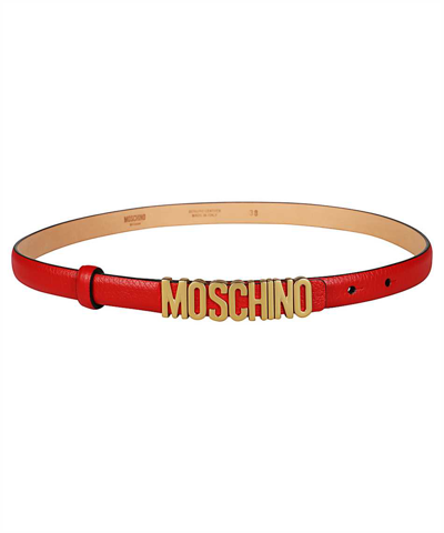 Shop Moschino Lettering Belt In Red