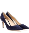 Gianvito Rossi Pointed 90mm Canvas Pumps In Denim Suede