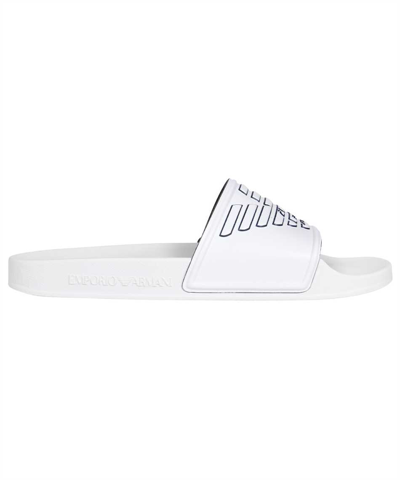 Shop Emporio Armani Slides In White