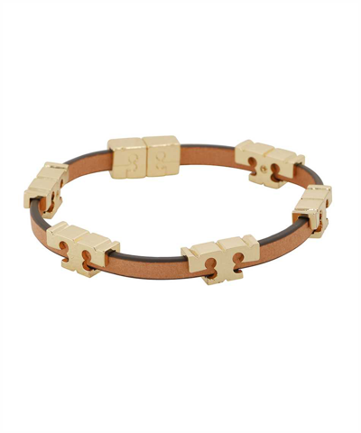 Shop Tory Burch Serif-t Stackable Bracelet In Brown