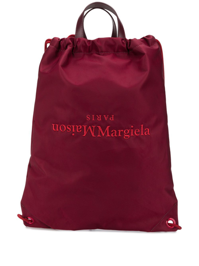 Shop Maison Margiela Men's  Burgundy Polyester Backpack In #800020