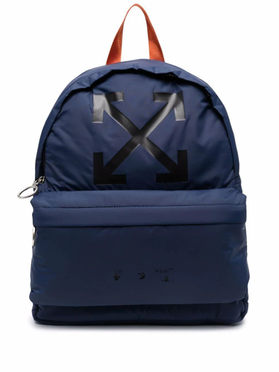 Shop Off-white Off White Men's  Blue Polyamide Backpack