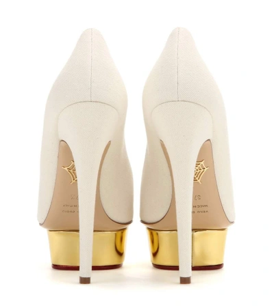 Shop Charlotte Olympia Dolly Canvas Platform Pumps In Saed