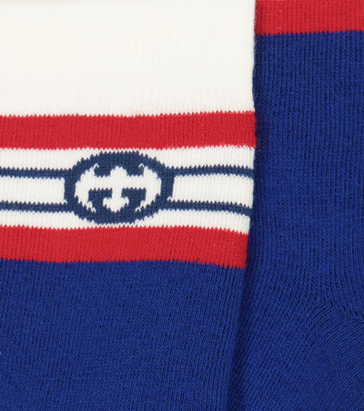 Gucci Navy Blue Interlocking G Socks In Royal/blue