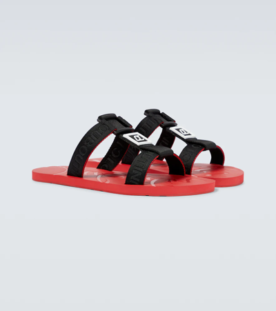 Shop Christian Louboutin Logo Sandals In Black/loubi