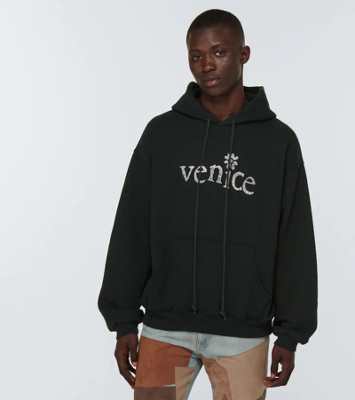 Shop Erl Cotton-blend Sweatshirt In Black