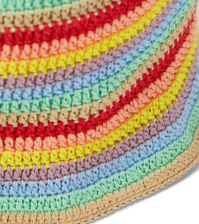 Shop Anna Kosturova Striped Crochet Bucket Hat In Summer Stripe