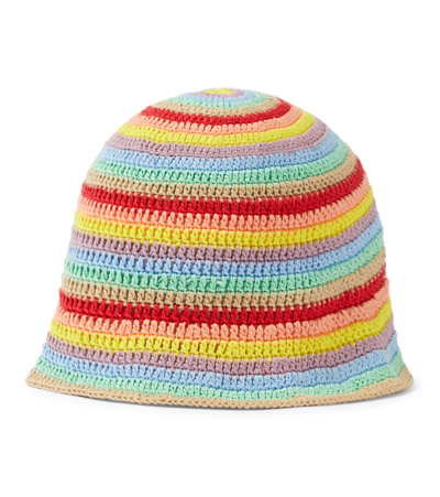 Shop Anna Kosturova Striped Crochet Bucket Hat In Summer Stripe