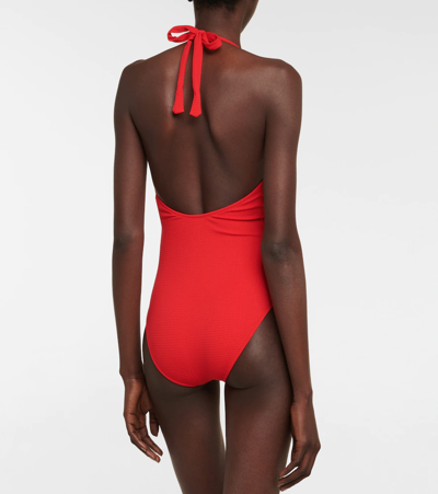Melissa Odabash Naples Halterneck Swimsuit In Mazy Red