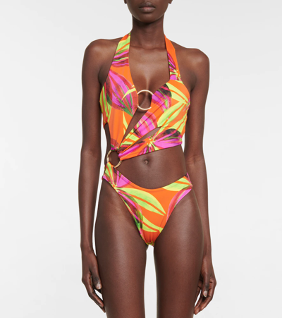 Shop Louisa Ballou Printed Asymmetric Swimsuit In Print 1