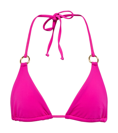 Shop Louisa Ballou Mini Ring Bikini Top In Neon Fuschia