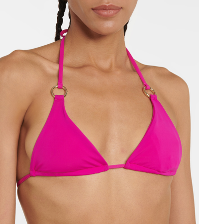 Louisa Ballou Mini Ring Bikini Top In Neon Fuschia