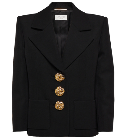 Shop Saint Laurent Wool Blazer In Noir