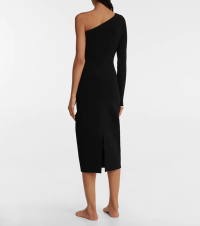 Shop Victoria Beckham Vb Body One-shoulder Midi Dress In Black