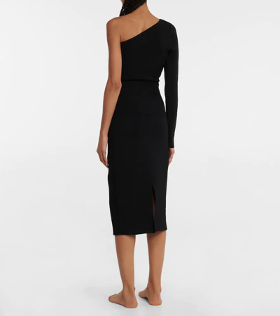 Shop Victoria Beckham Vb Body High-rise Knit Midi Skirt In Black