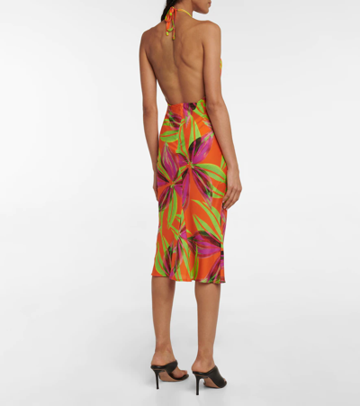 Shop Louisa Ballou Printed Bias Midi Skirt In Multicoloured
