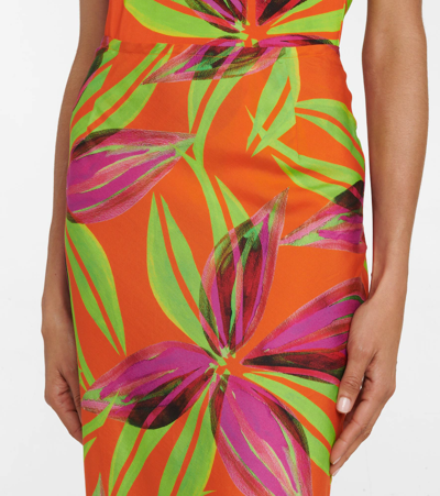 Shop Louisa Ballou Printed Bias Midi Skirt In Multicoloured