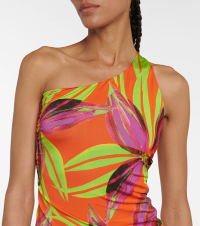 Louisa Ballou Plunge One-shoulder Minidress In Multicoloured