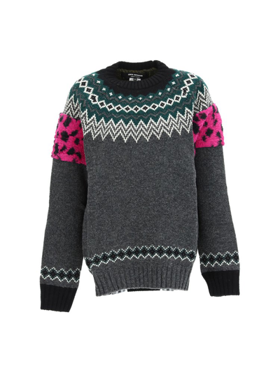 Shop Junya Watanabe Crewneck Knitted Jumper In Grey