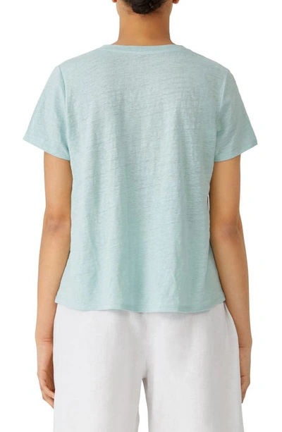 Shop Eileen Fisher Organic Linen Crewneck T-shirt In Clear Water
