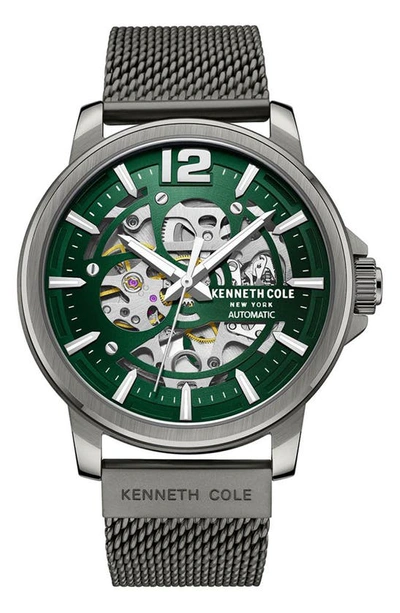 Shop Kenneth Cole Automatic Mesh Strap Watch, 44mm In Gun