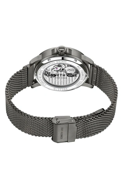 Shop Kenneth Cole Automatic Mesh Strap Watch, 44mm In Gun