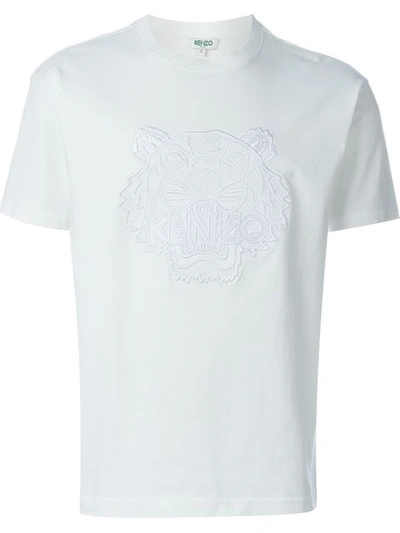 Kenzo Embroidered Tiger-print Cotton T-shirt In White