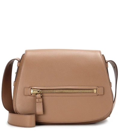 Shop Tom Ford Jennifer Soft Leather Shoulder Bag In Brown