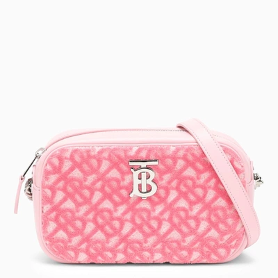 Shop Burberry Lola Pink Leather And Fabric Camera Bag