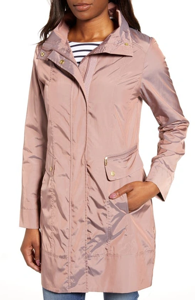 Shop Cole Haan Signature Back Bow Packable Hooded Raincoat In Mauve