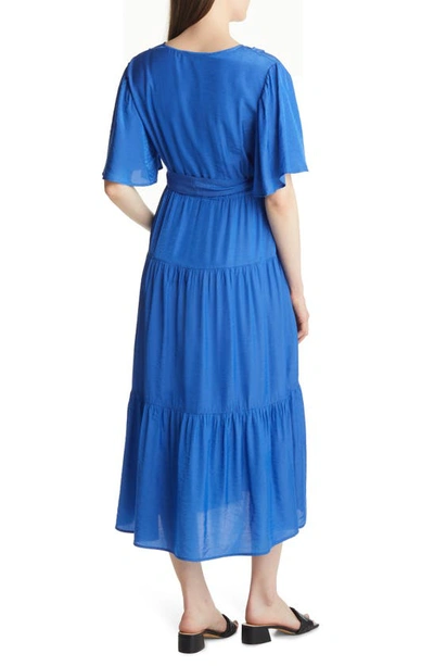 Shop Angel Maternity Crossover Faux Wrap Maternity Maxi Dress In Cobalt