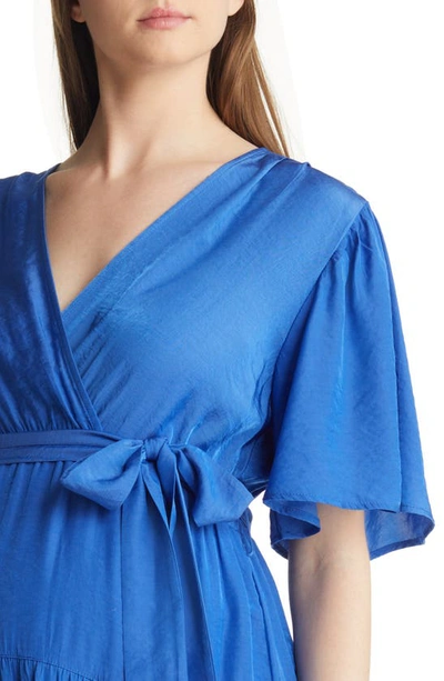 Shop Angel Maternity Crossover Faux Wrap Maternity Maxi Dress In Cobalt