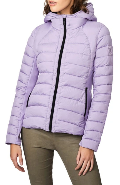 Shop Bernardo Hooded Quilted Water Repellent Jacket In Soft Lilac