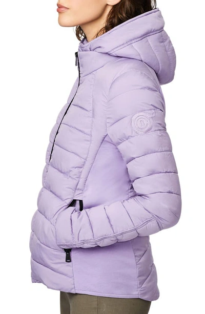 Shop Bernardo Hooded Quilted Water Repellent Jacket In Soft Lilac