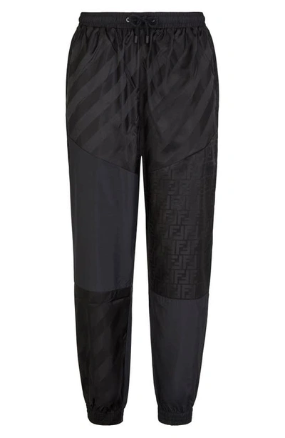 Shop Fendi Pequin+ff Nylon Track Pants In Black