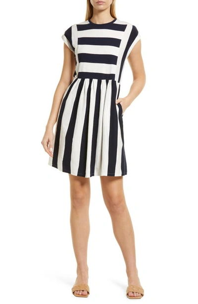 Shop Boden Cotton Jersey T-shirt Dress In Navy And Ivory Stripe