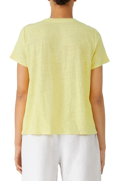 Shop Eileen Fisher Organic Linen Crewneck T-shirt In Citrus