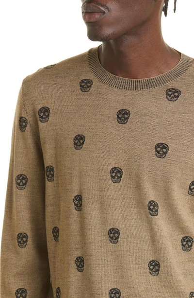Shop Alexander Mcqueen Skull Jacquard Wool Sweater In Beige/ Black