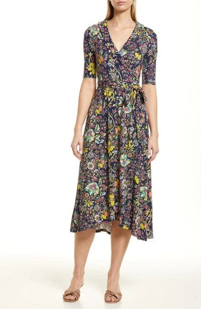 Shop Boden Lavinia Jersey Wrap Dress In Navy Meadow