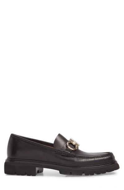 Shop Ferragamo Bleecker Reversible Bit Lugged Loafer In Nero Leather
