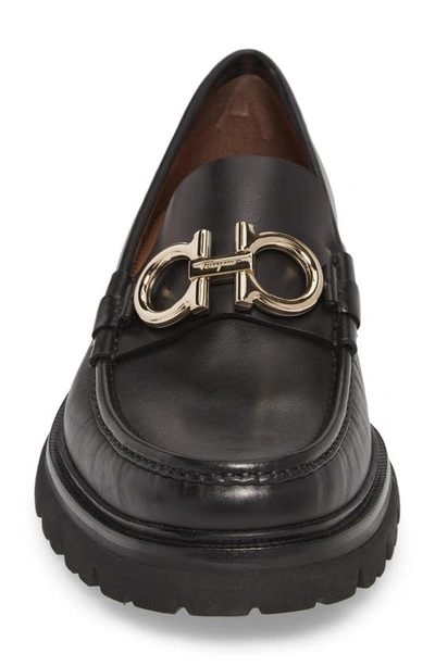 Shop Ferragamo Bleecker Reversible Bit Lugged Loafer In Nero Leather