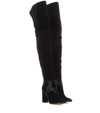 Shop Gianvito Rossi Over-the-knee Velvet Boots In Black
