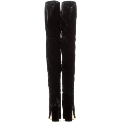 Shop Gianvito Rossi Over-the-knee Velvet Boots In Black