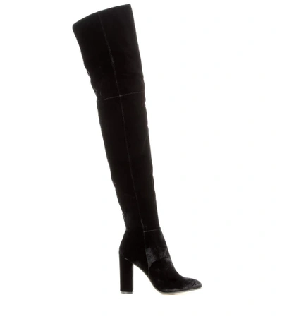 Shop Gianvito Rossi Over-the-knee Velvet Boots In Black