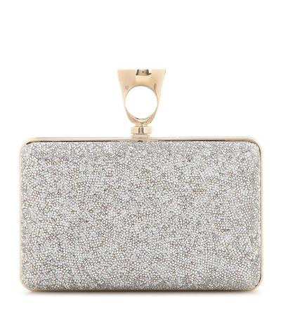 Tom Ford Micro Rock Embellished Box Clutch In Silver
